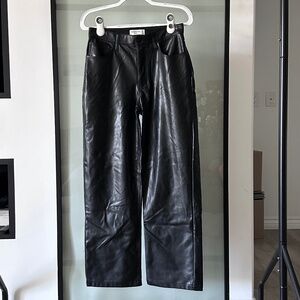 Abercrombie Black Vegan Leather High Rise Loose Pant